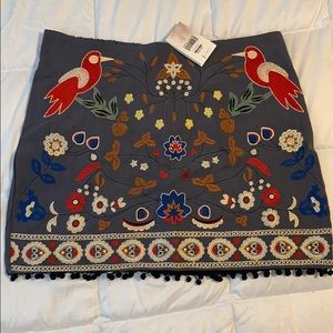 NWT embroidered mini skirt